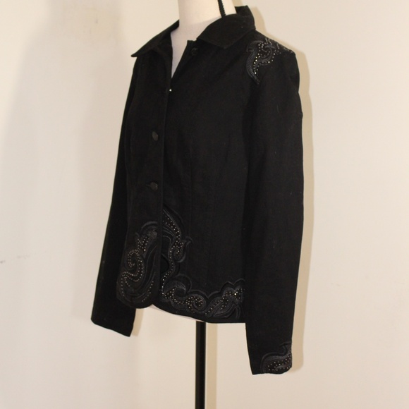 Chico's ,  Denim Dazzle Rowena  jacket black size 1 - Picture 2 of 9